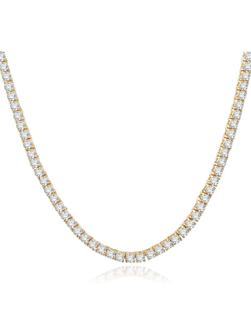 Elegant 4 Prong Tennis Necklace for Women & Men - 18k Gold Plated, Cubic